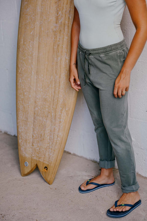 COMFY - Organic cotton pants - Wakame green 
