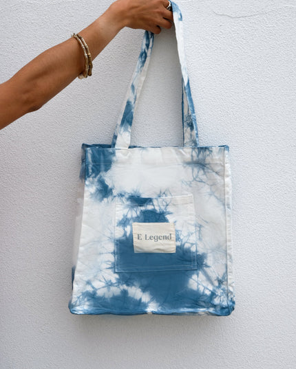 Tie dye blue tote bag