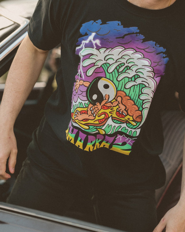 Camiseta YingYang Pizza - Unisex Negro