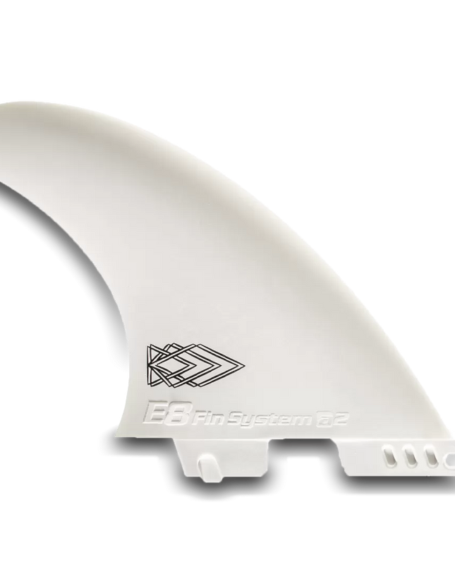 White Fiberglass Surf FINS FCS2 E8 FIN SYSTEM Size: A1 L 75-90 Kg.