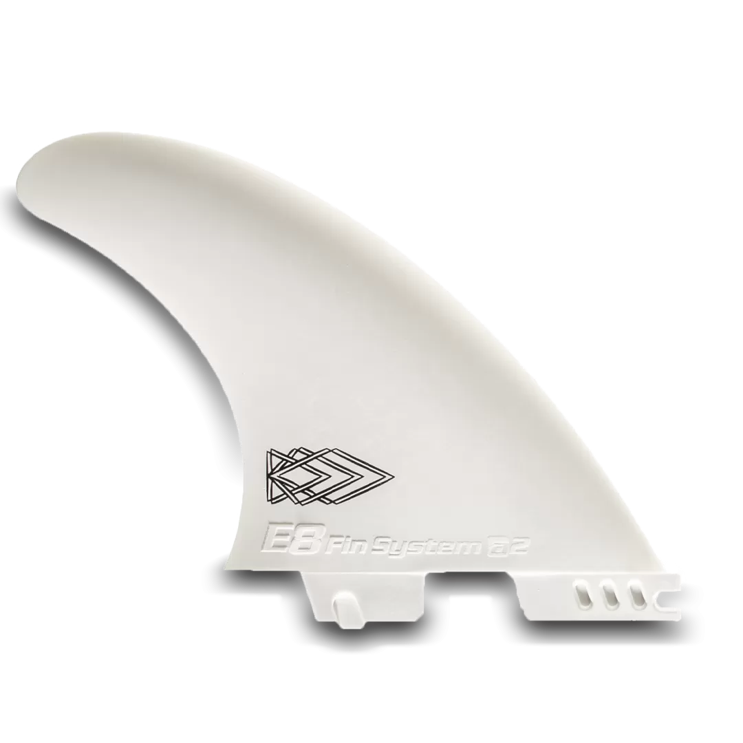 White Fiberglass Surf FINS FCS2 E8 FIN SYSTEM Size: A1 L 75-90 Kg.