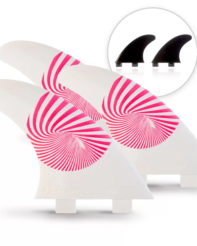 3 QUILLAS Surf Blanco y Rosal FCS + 2 Quillas Quad negros de Fibra de Vidrio E8 FIN SYSTEM Talla: A2 M 65-80 Kg.