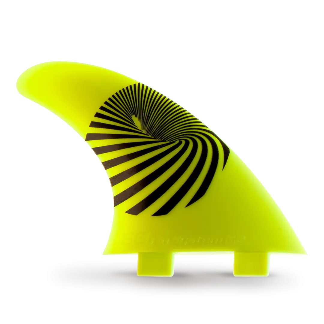Yellow Fiberglass Surf FINS FCS Compatible E8 FIN SYSTEM Size: A2 M 65-80 Kg.