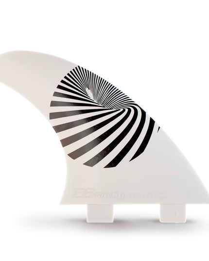 White Fiberglass Surf FINS FCS Compatible E8 FIN SYSTEM Size: A2 M 65-80 Kg.