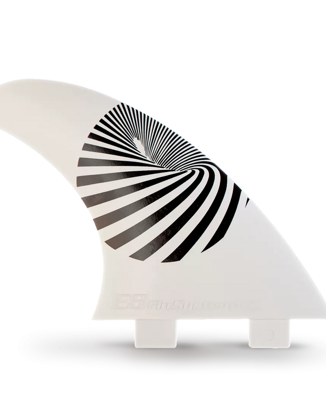 White Fiberglass Surf FINS FCS Compatible E8 FIN SYSTEM Size: A2 M 65-80 Kg.
