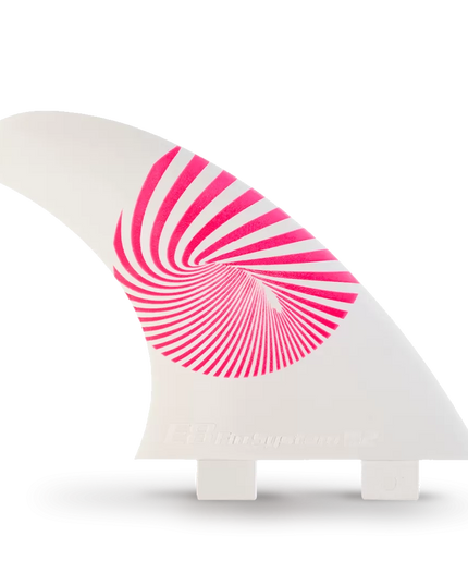 White and Pink Fiberglass Surf FINS FCS Compatible E8 FIN SYSTEM Size: A2 M 65-80 Kg.