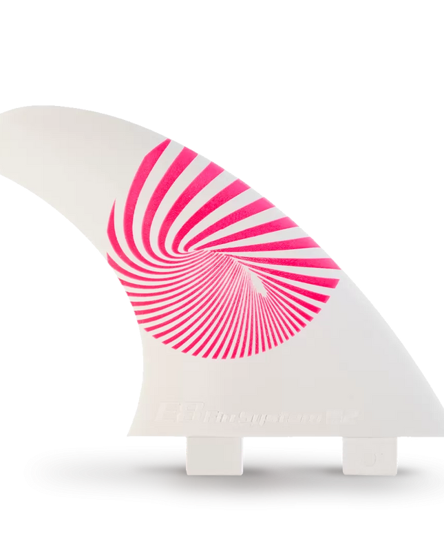 White and Pink Fiberglass Surf FINS FCS Compatible E8 FIN SYSTEM Size: A2 M 65-80 Kg.