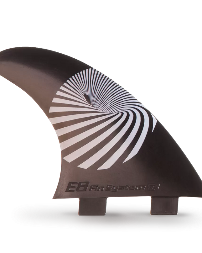 Black Fiberglass Surf FINS FCS Compatible E8 FIN SYSTEM Size: A1 L 75-90 Kg.