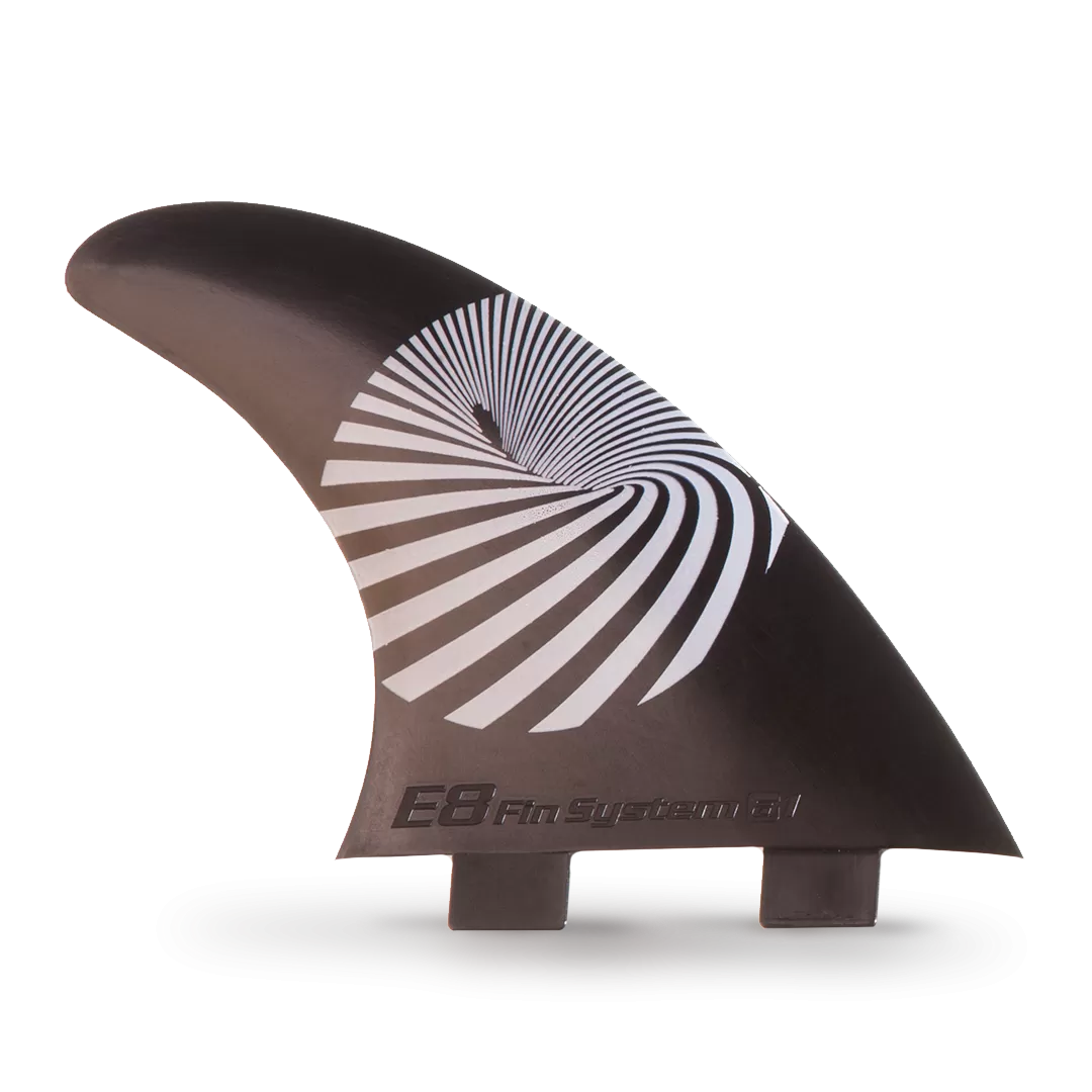 Black Fiberglass Surf FINS FCS Compatible E8 FIN SYSTEM Size: A1 L 75-90 Kg.